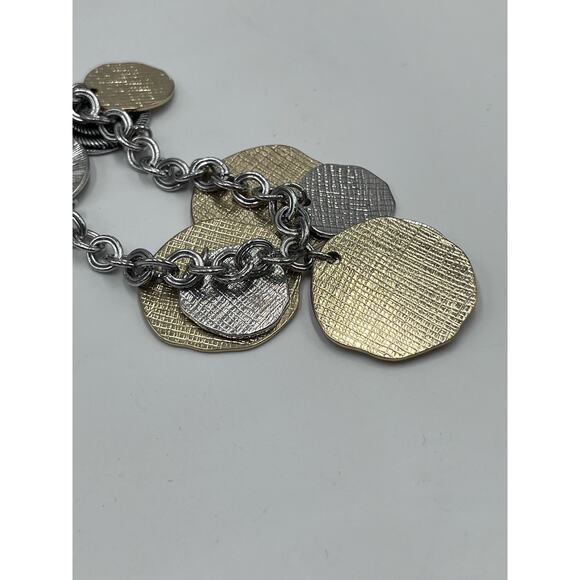 Chicos Mixed Metal Spiral Textured Coin Disc Dangle Necklace - Picture 7 of 8